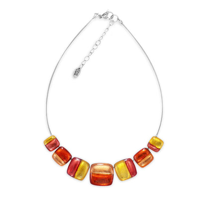 Terracotta Geometric Squares Shiny Necklace | The Jewellery Stop