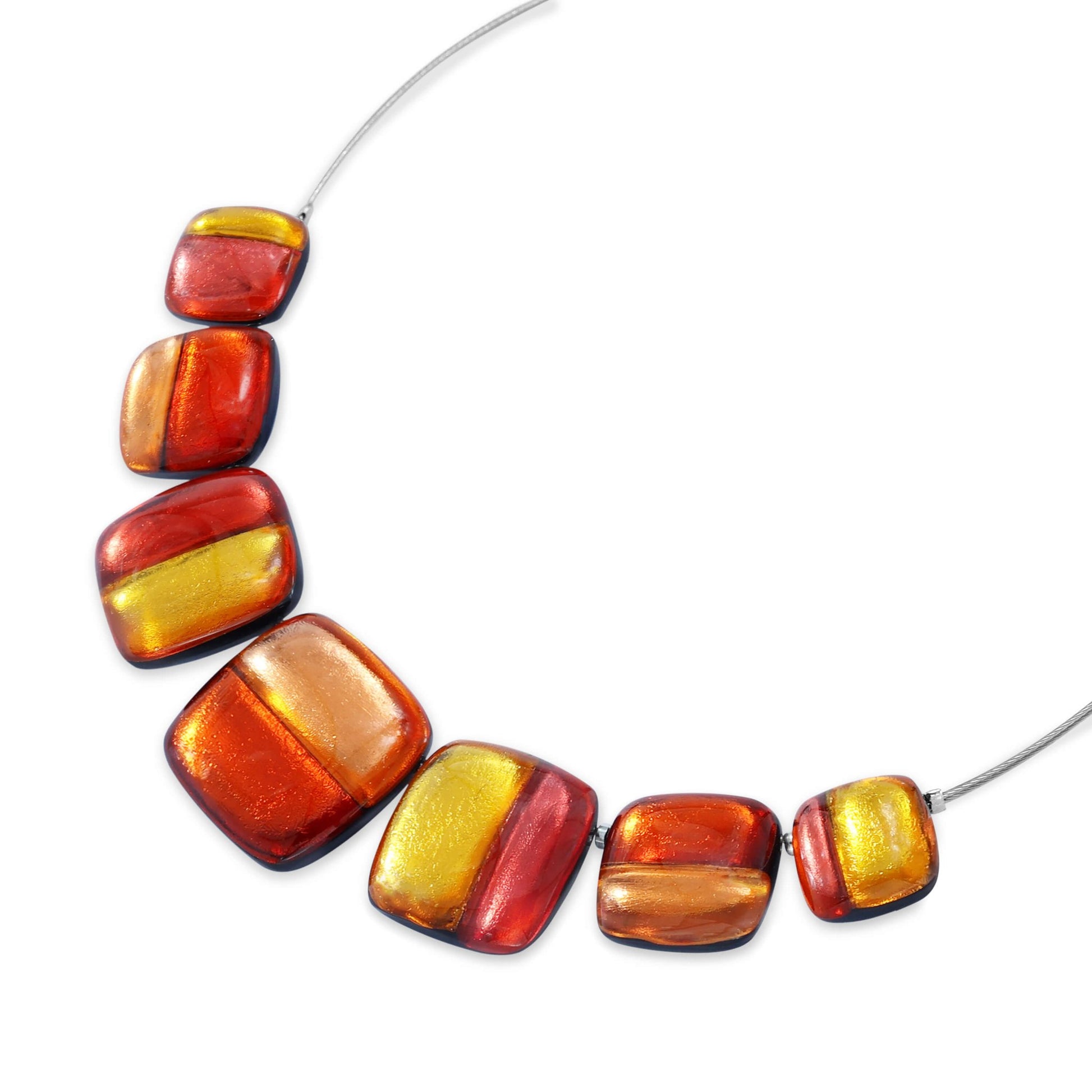 Terracotta Geometric Squares Shiny Necklace | The Jewellery Stop