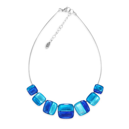 Turquoise Geometric Squares Shiny Necklace | The Jewellery Stop