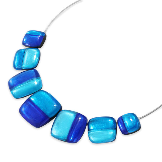 Turquoise Geometric Squares Shiny Necklace