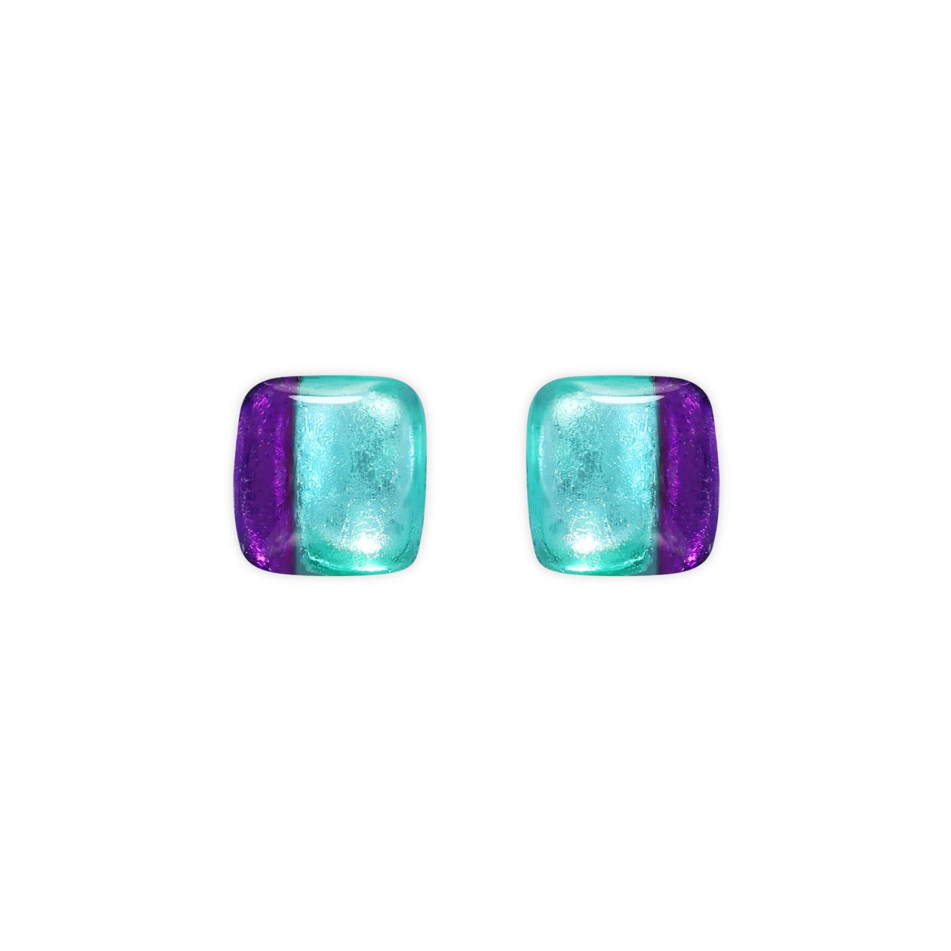 Aurora Geometric Squares Shiny Stud Earrings | The Jewellery Stop