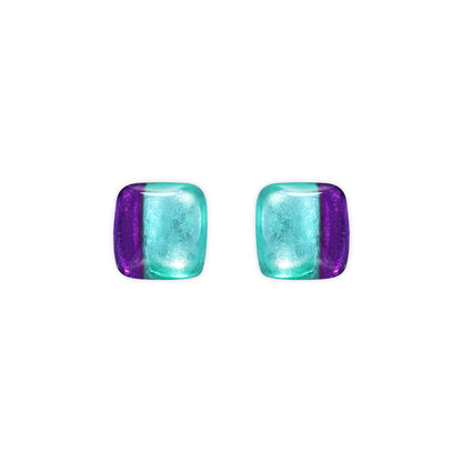 Aurora Geometric Squares Shiny Stud Earrings | The Jewellery Stop