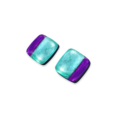 Aurora Geometric Squares Shiny Stud Earrings | The Jewellery Stop