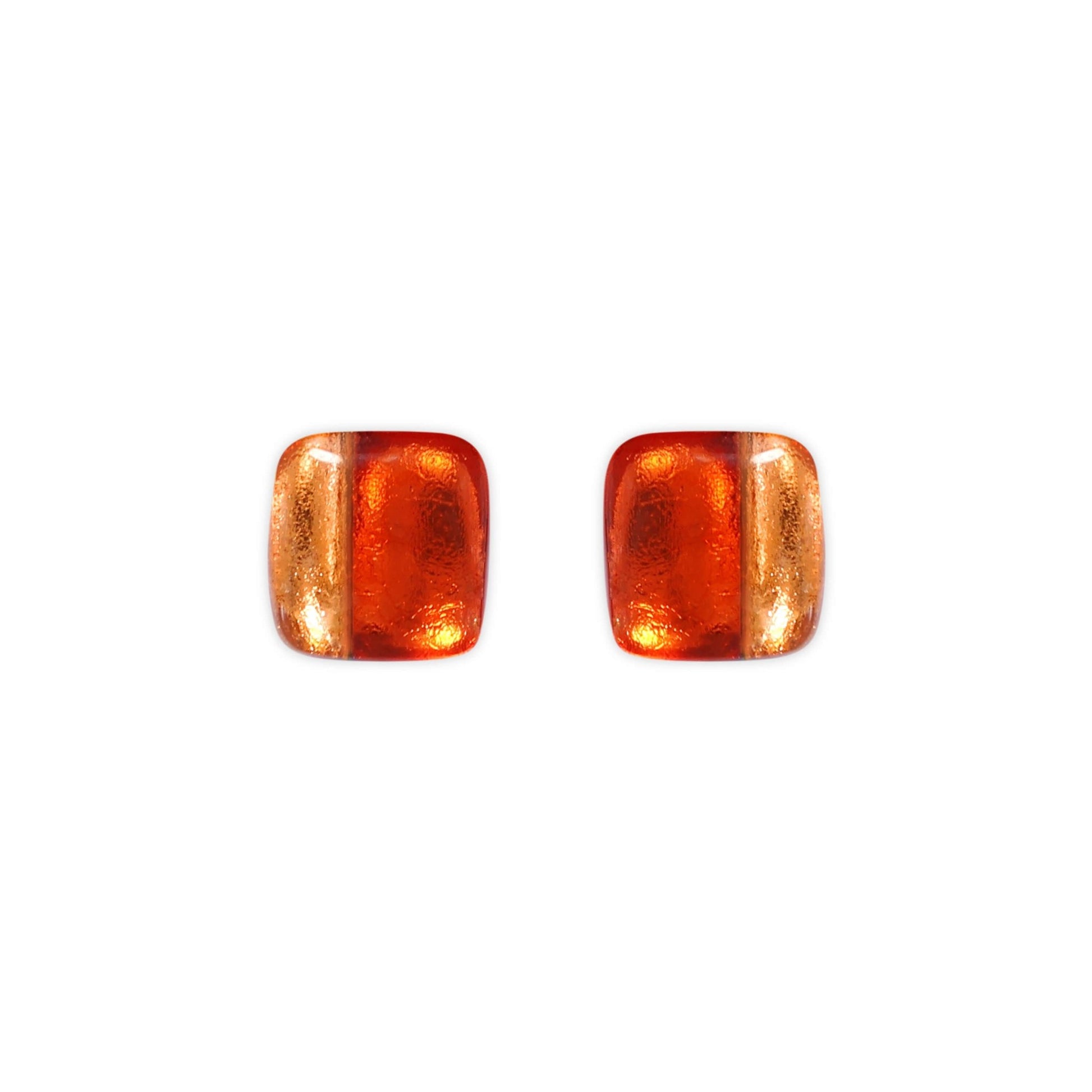 Terracotta Geometric Squares Shiny Stud Earrings | The Jewellery Stop