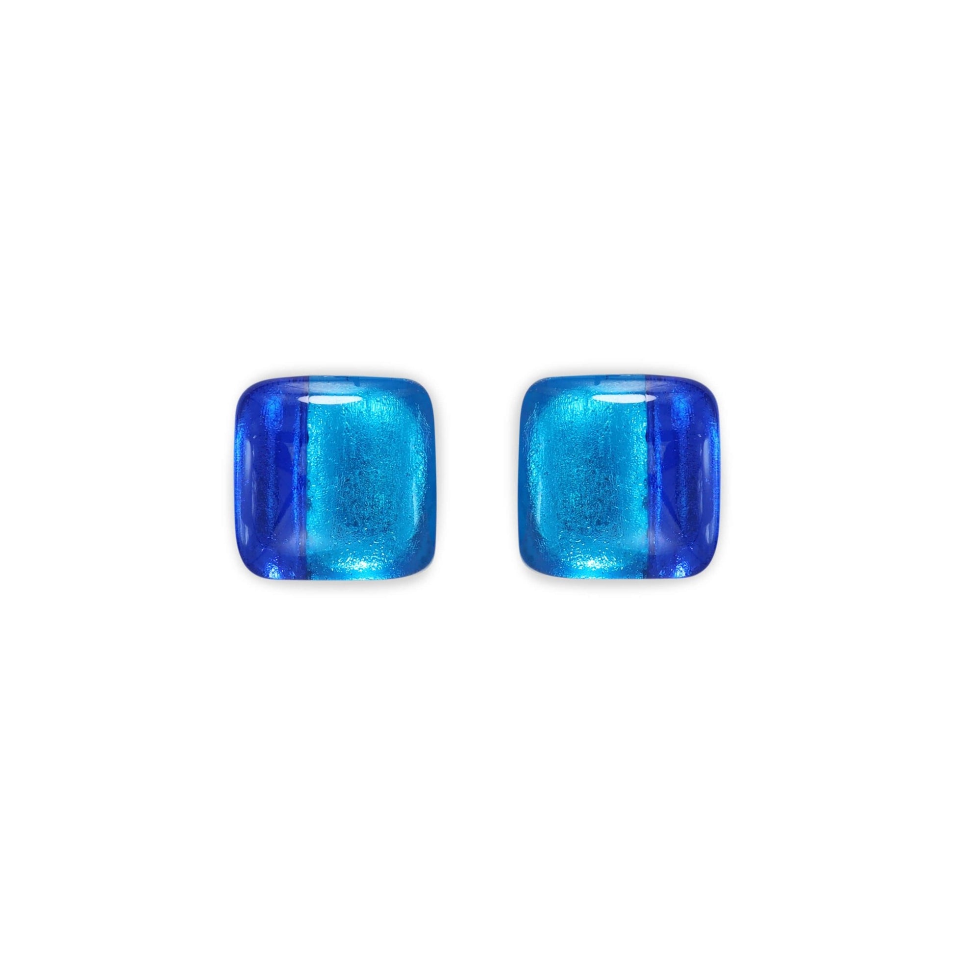 Turquoise Geometric Squares Shiny Stud Earrings | The Jewellery Stop