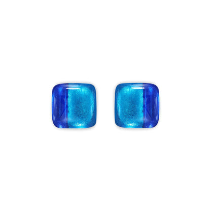 Turquoise Geometric Squares Shiny Stud Earrings | The Jewellery Stop