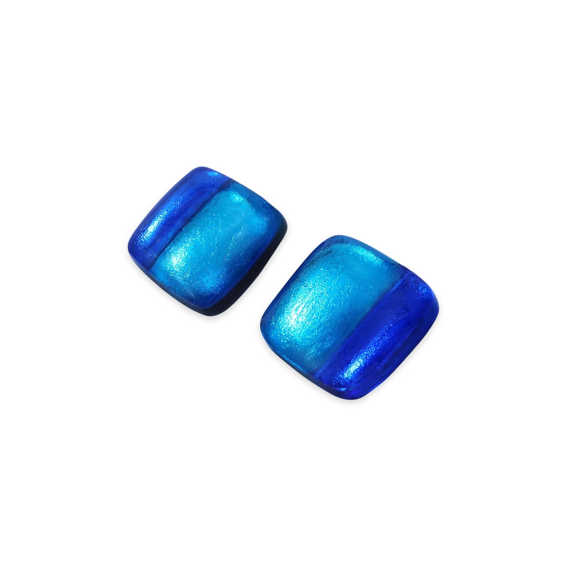Turquoise Geometric Squares Shiny Stud Earrings | The Jewellery Stop