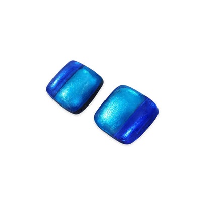 Turquoise Geometric Squares Shiny Stud Earrings | The Jewellery Stop
