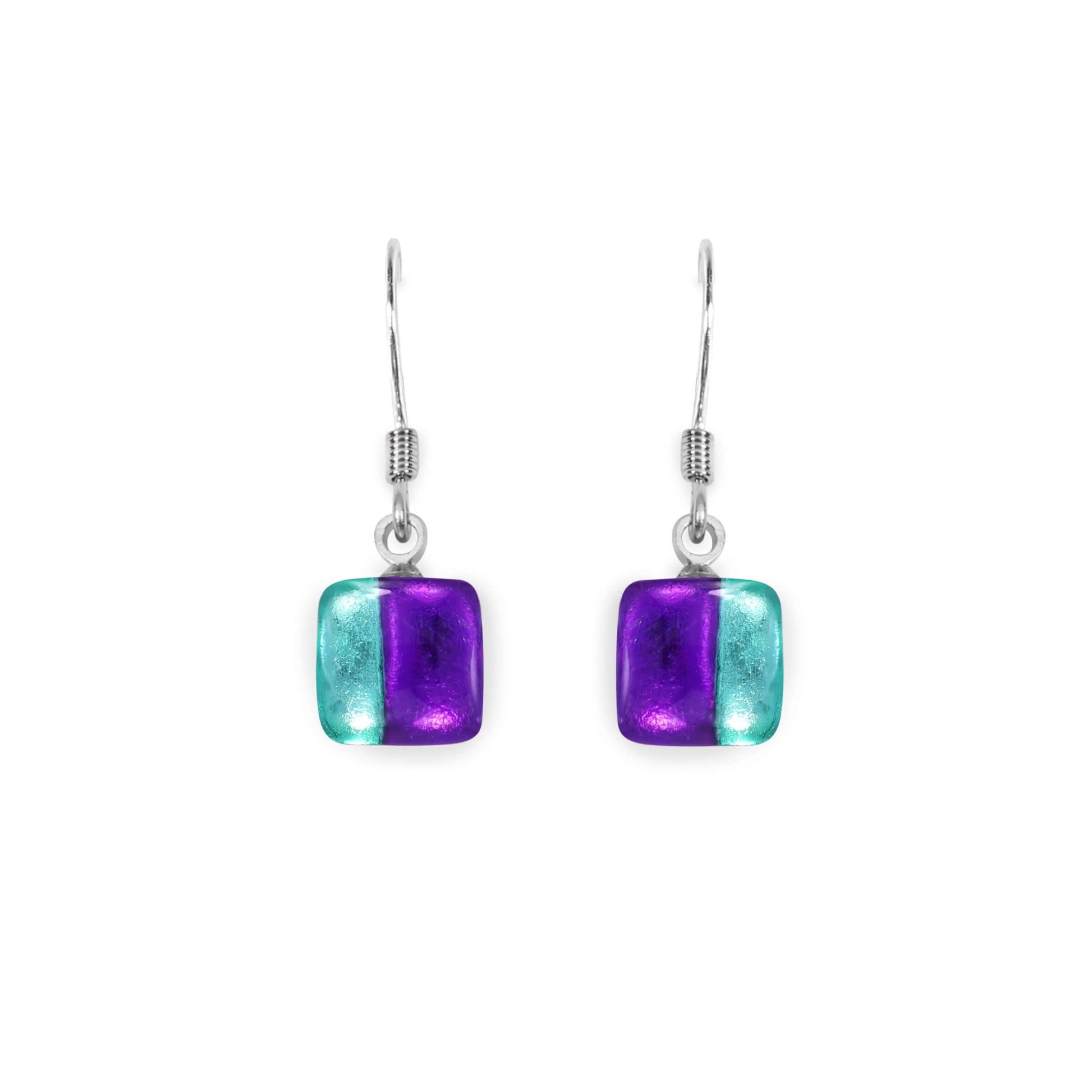 Aurora Geometric Squares Shiny Fish Hook Earrings | The Jewellery Stop