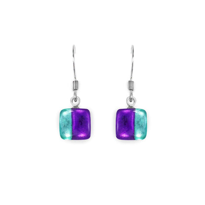 Aurora Geometric Squares Shiny Fish Hook Earrings | The Jewellery Stop