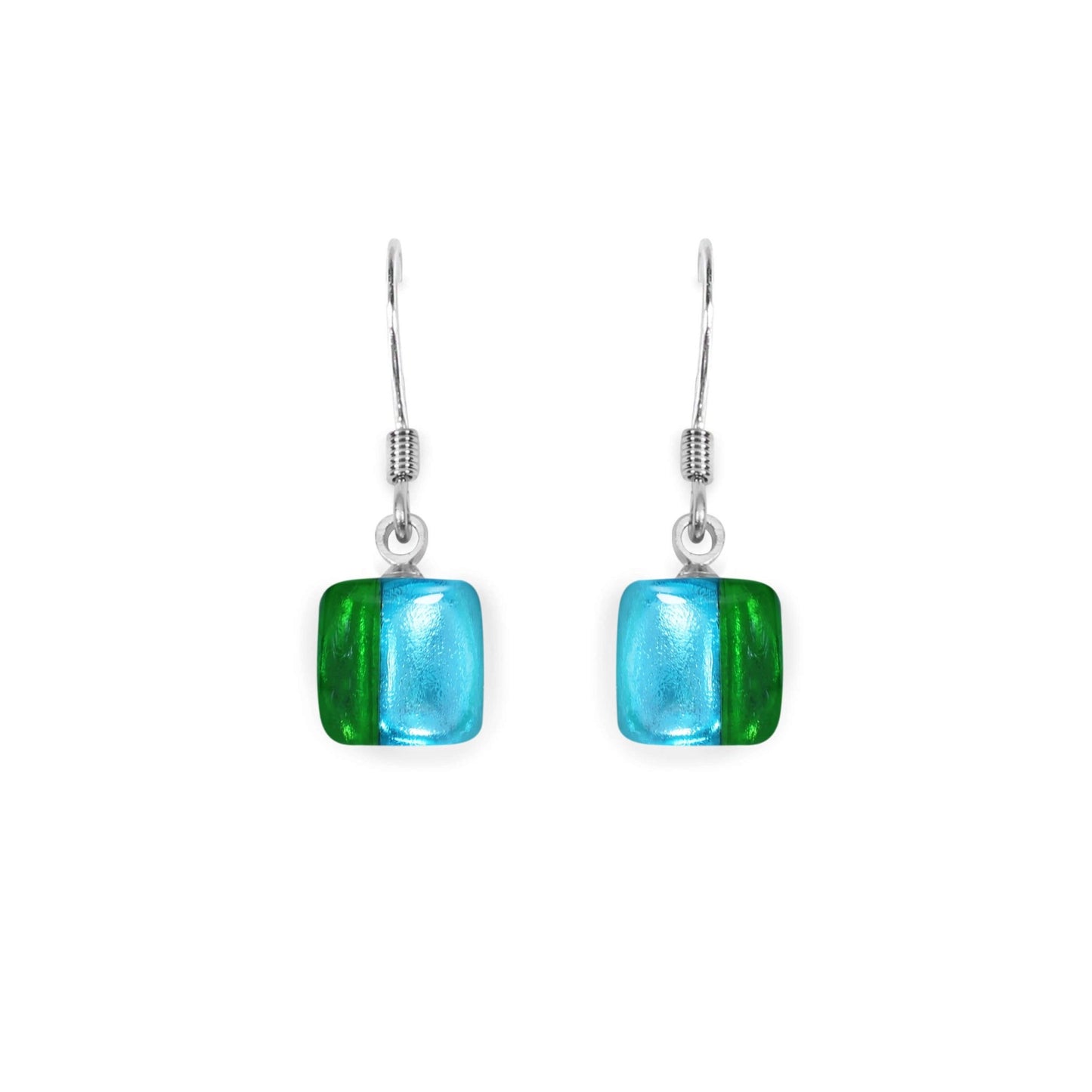 Neptune Geometric Squares Shiny Fish Hook Earrings | The Jewellery Stop