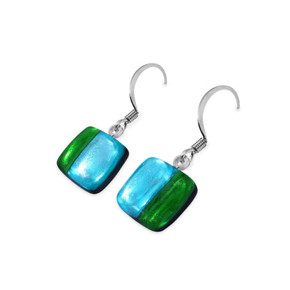 Neptune Geometric Squares Shiny Fish Hook Earrings | The Jewellery Stop