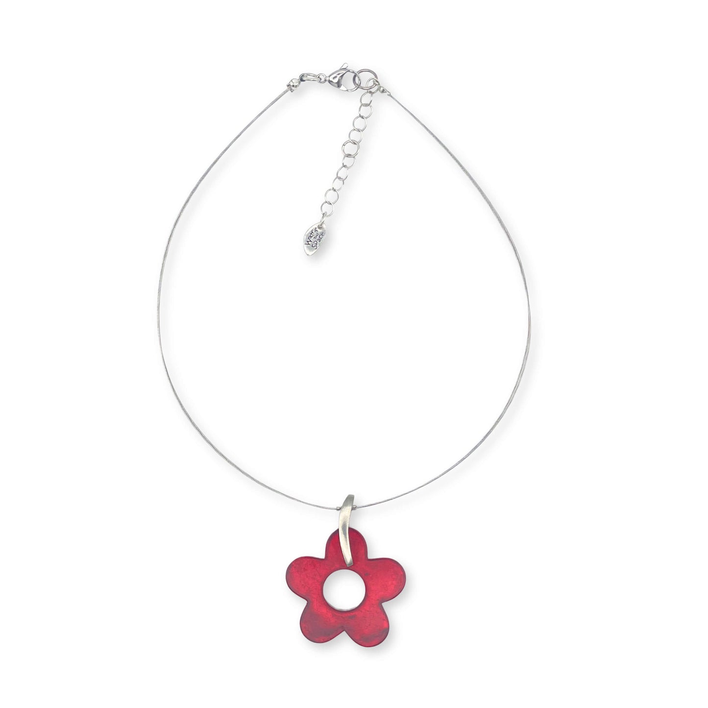 Raspberry Lollipop Flower Shiny Pendant