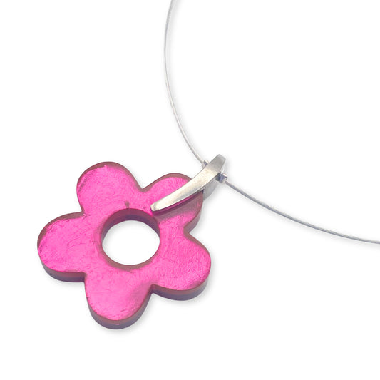 Raspberry Lollipop Flower Shiny Pendant