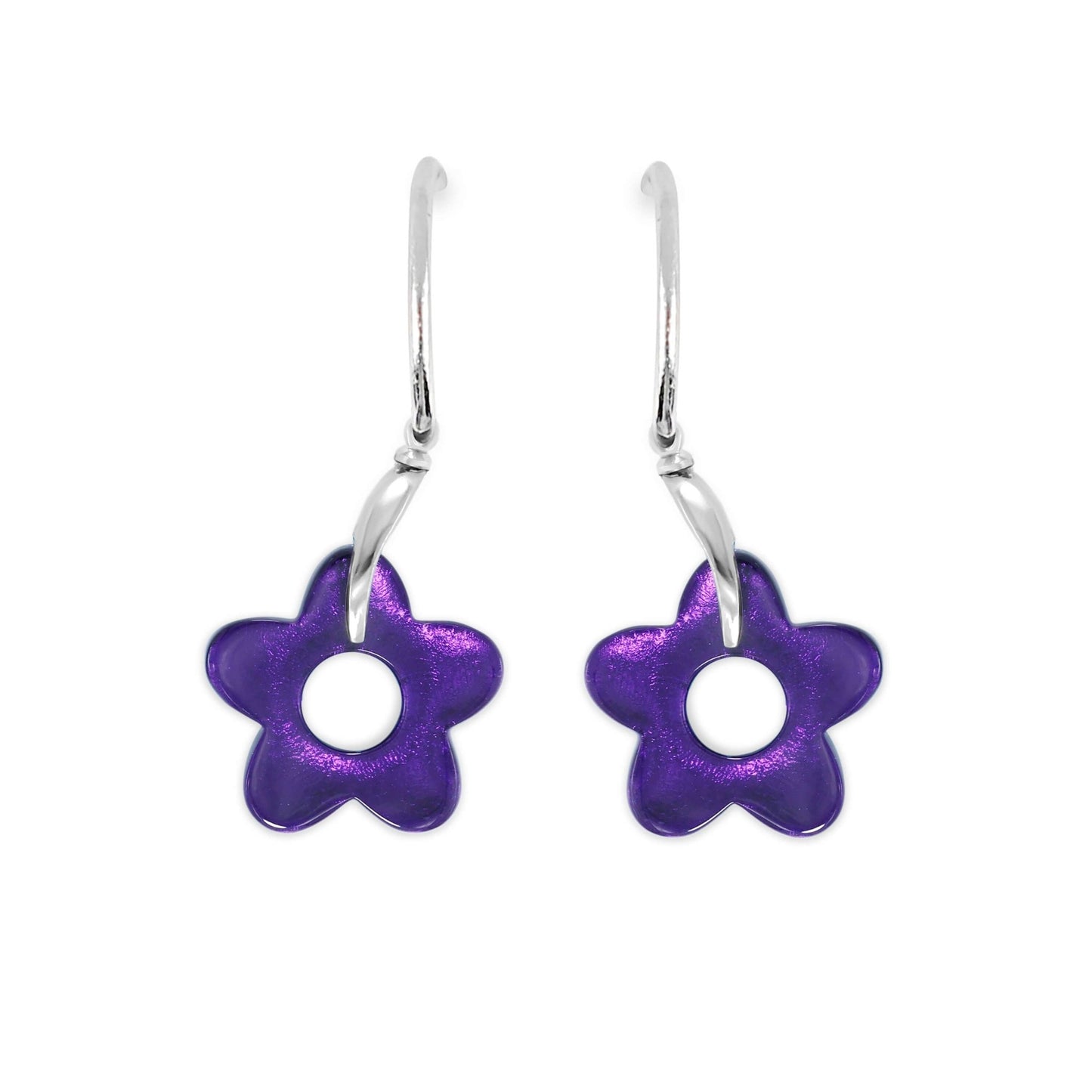 Peacock Lollipop Flower Shiny Creole Earrings | The Jewellery Stop