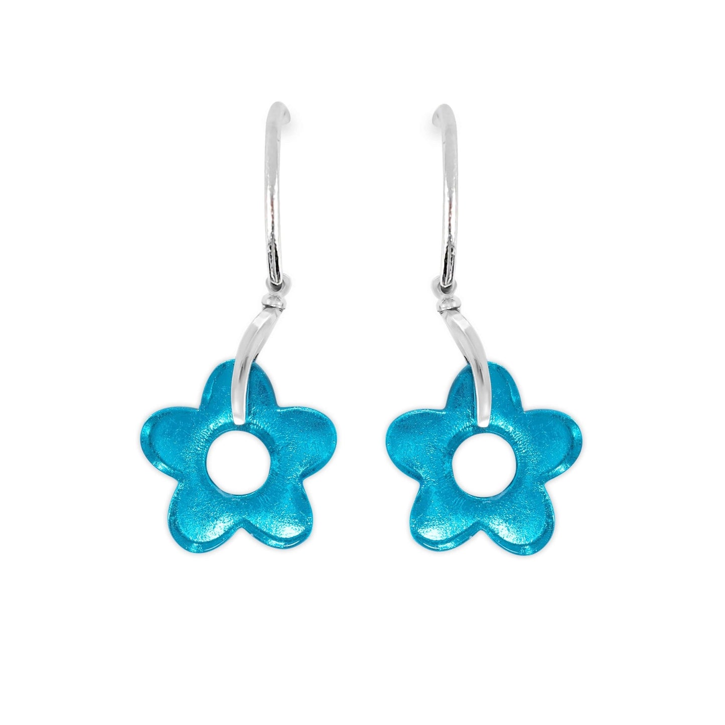 Peacock Lollipop Flower Shiny Creole Earrings | The Jewellery Stop