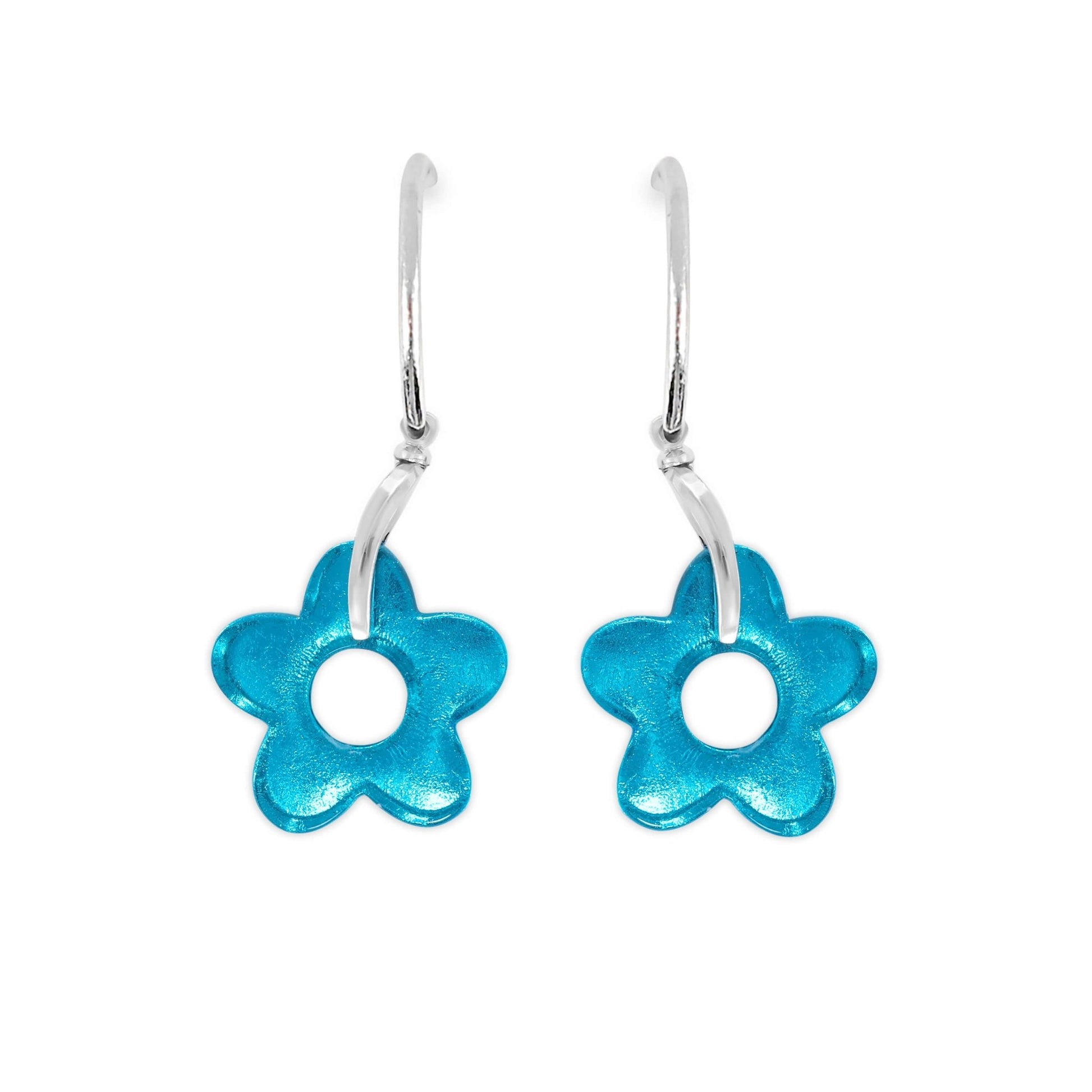 Peacock Lollipop Flower Shiny Creole Earrings | The Jewellery Stop