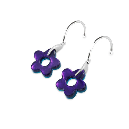Peacock Lollipop Flower Shiny Creole Earrings | The Jewellery Stop