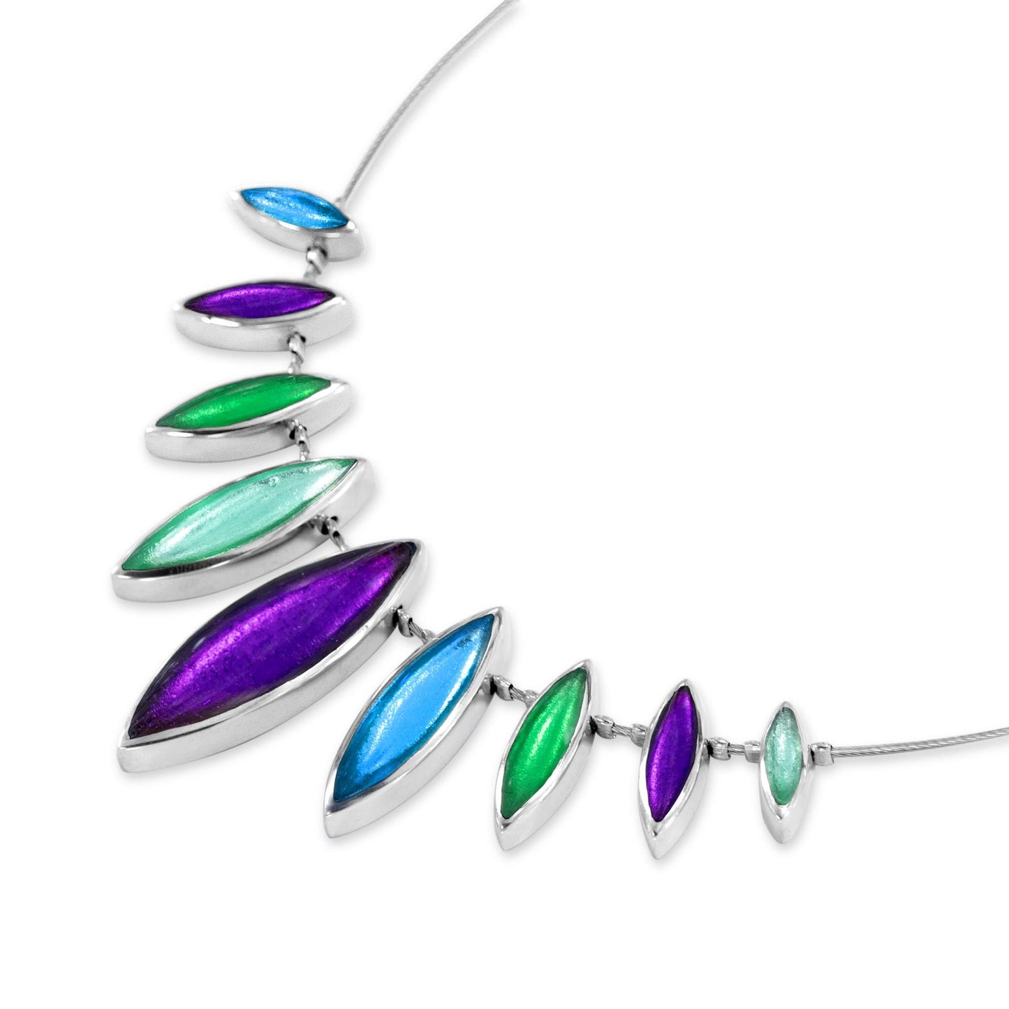 Aurora Pewter Petals Classic Shiny Necklace | The Jewellery Stop