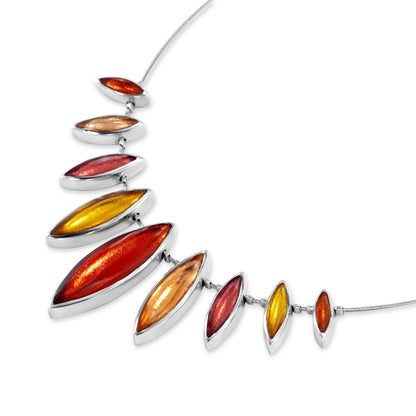 Terracotta Pewter Petals Classic Shiny Necklace | The Jewellery Stop