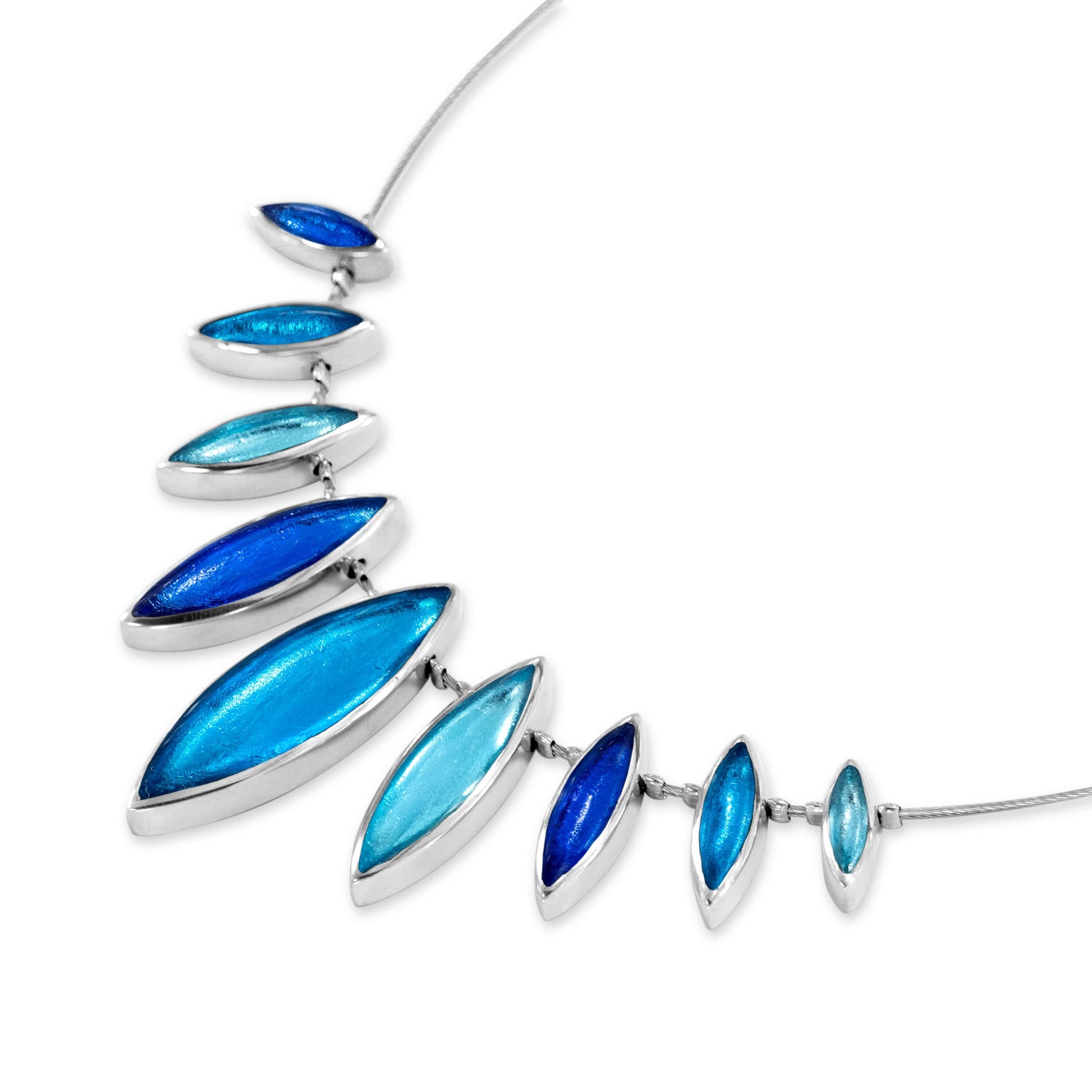 Turquoise Pewter Petals Classic Shiny Necklace | The Jewellery Stop