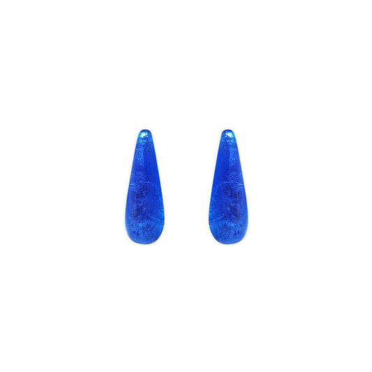 Azure Teardrops Shiny Stud Earrings | The Jewellery Stop