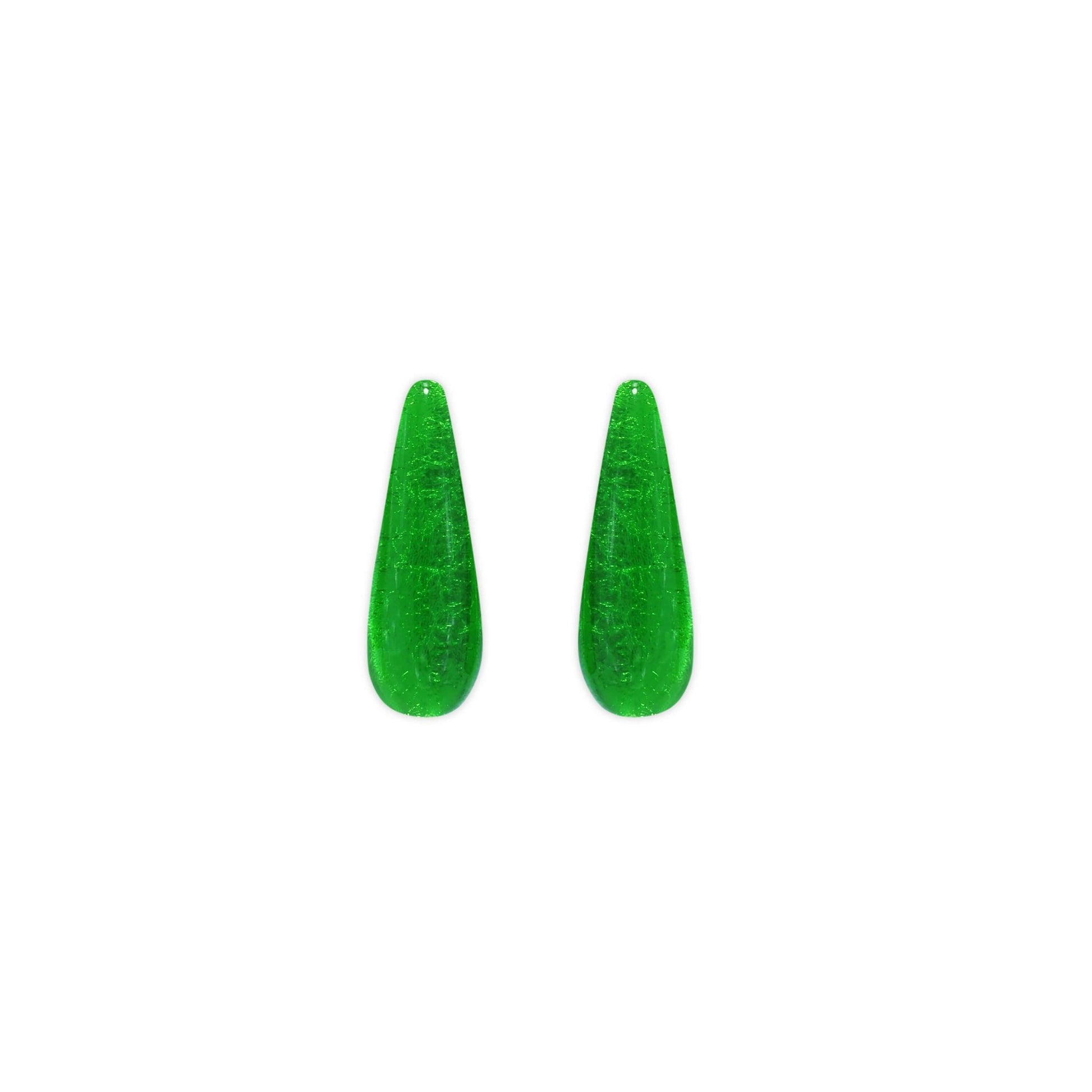 Green Teardrops Shiny Stud Earrings | The Jewellery Stop