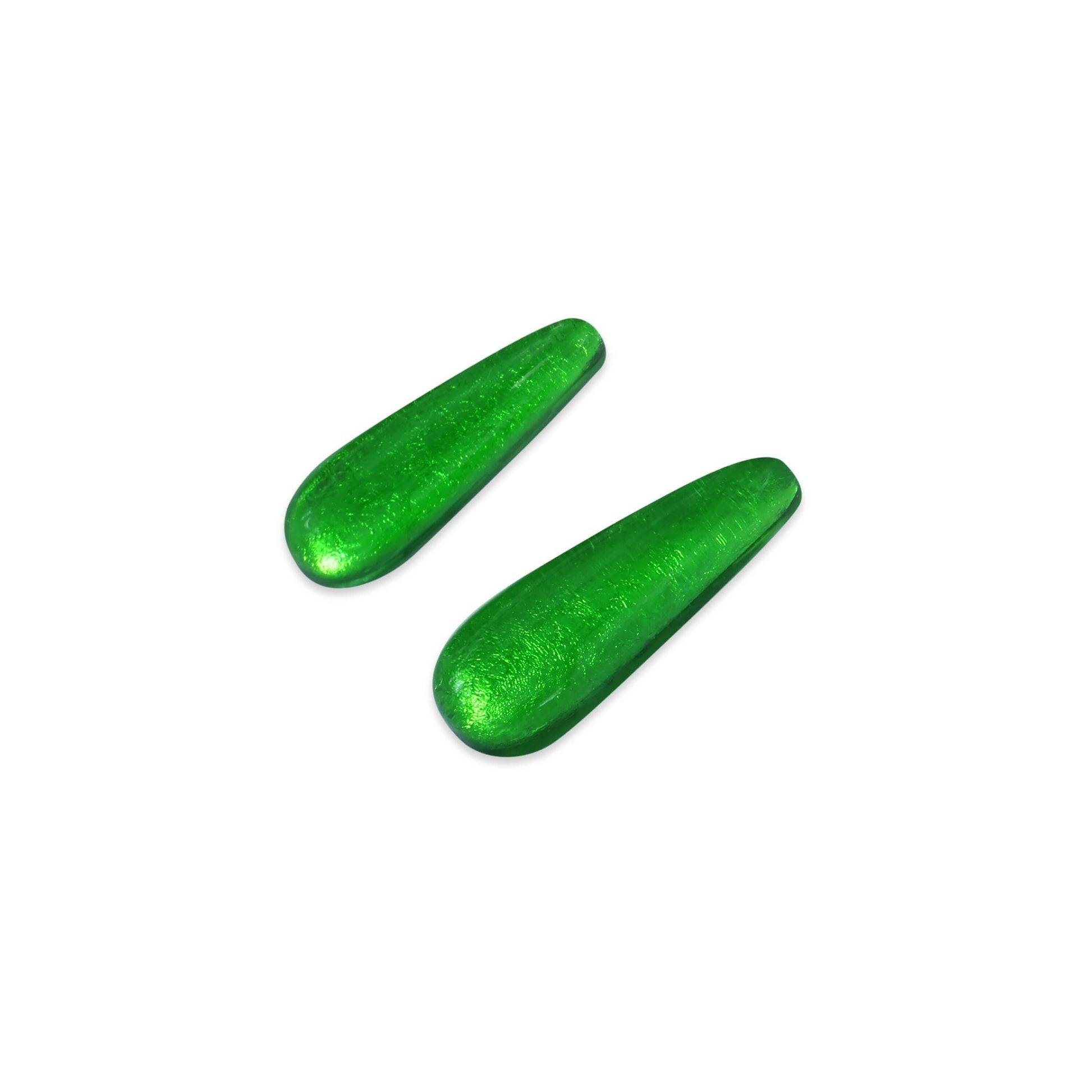 Green Teardrops Shiny Stud Earrings | The Jewellery Stop