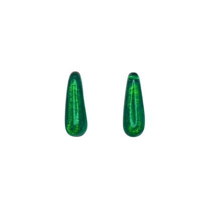 Emerald Teardrops Shiny Stud Earrings | The Jewellery Stop