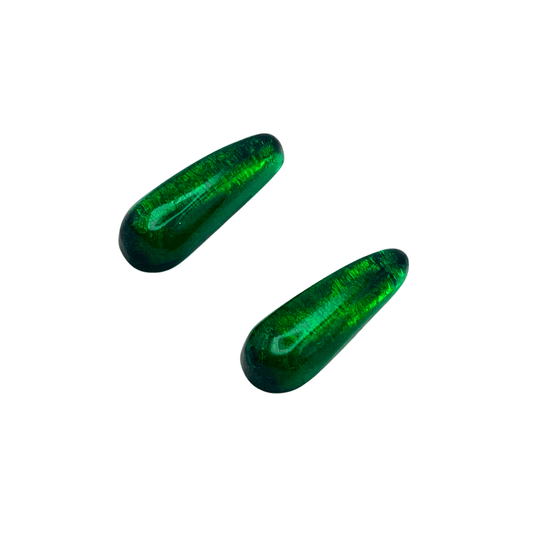 Emerald Teardrops Shiny Stud Earrings | The Jewellery Stop