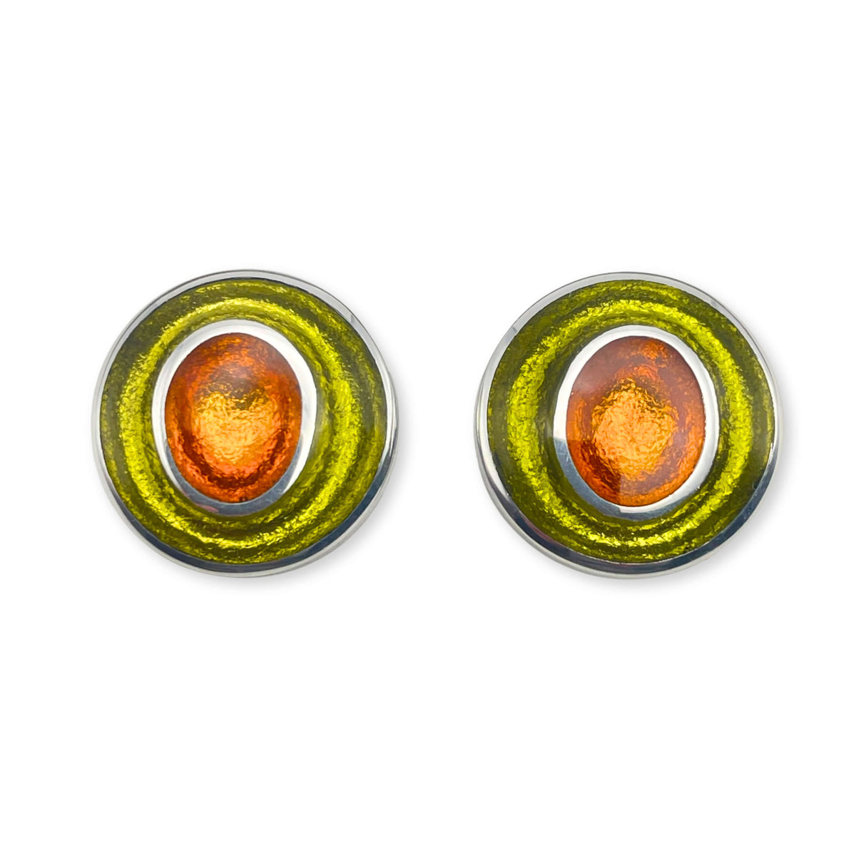 Pistachio Organic Circles Shiny Stud Earrings