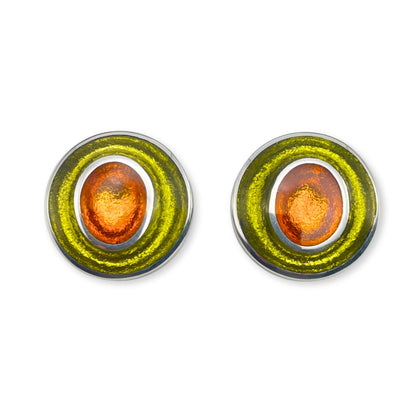 Pistachio Organic Circles Shiny Stud Earrings