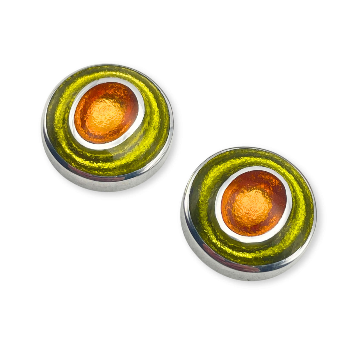 Pistachio Organic Circles Shiny Stud Earrings