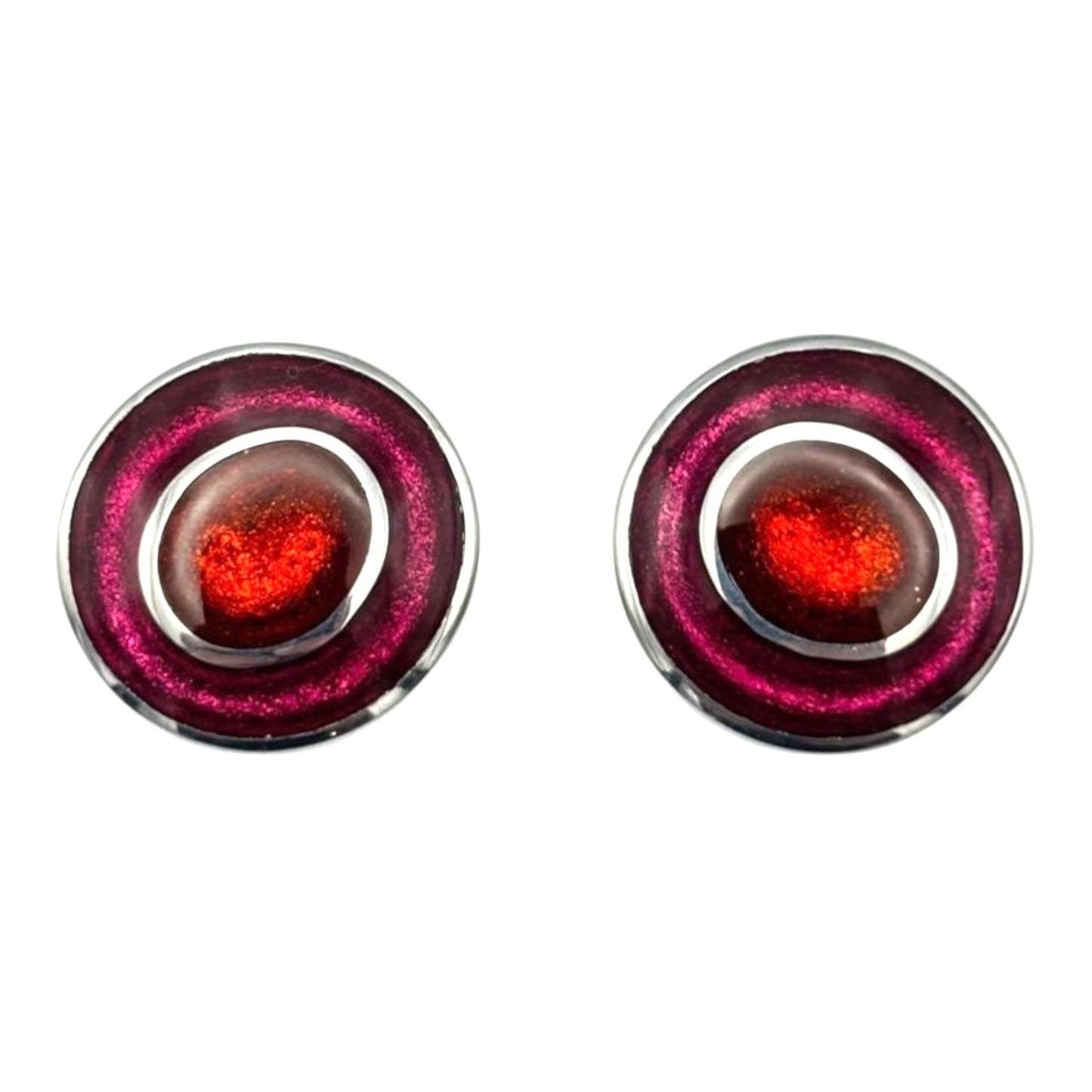 Tropical Organic Circles Shiny Double Drop Stud Earrings
