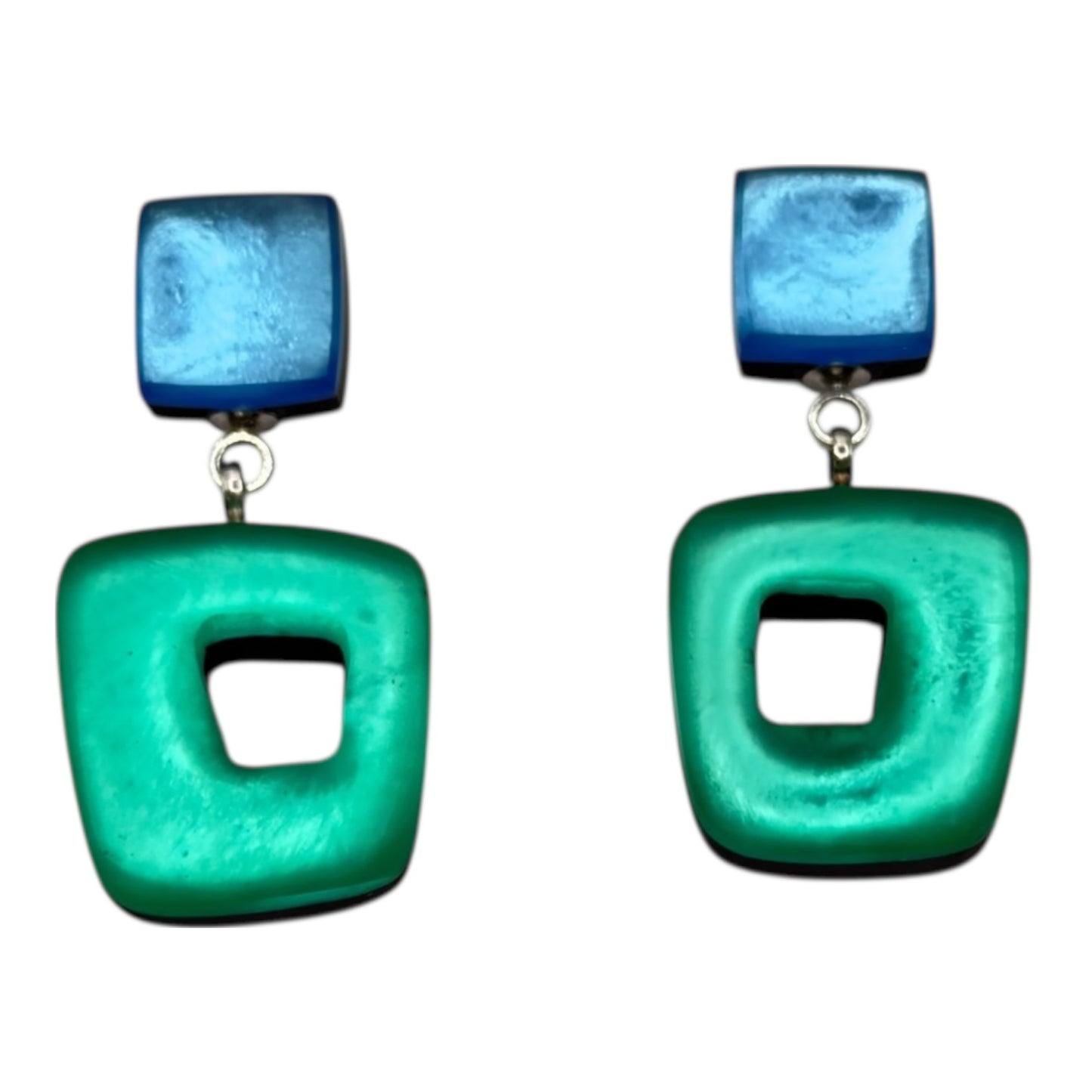 Crystal Hollow Squares Matte Double Drop Stud Earrings | The Jewellery Stop