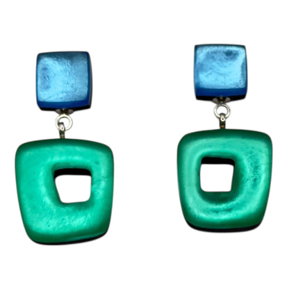 Crystal Hollow Squares Matte Double Drop Stud Earrings | The Jewellery Stop