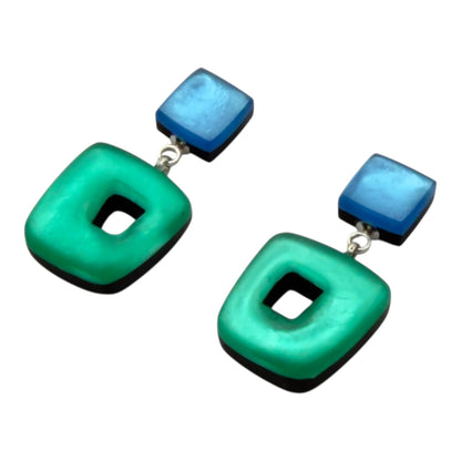 Crystal Hollow Squares Matte Double Drop Stud Earrings | The Jewellery Stop