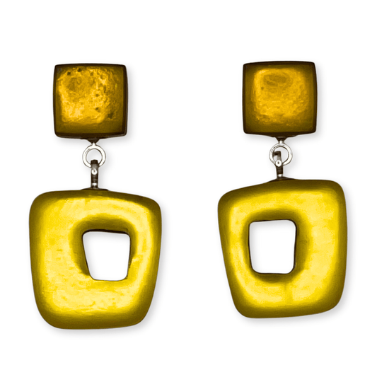 Palomino Hollow Squares Matte Double Drop Stud Earrings | The Jewellery Stop