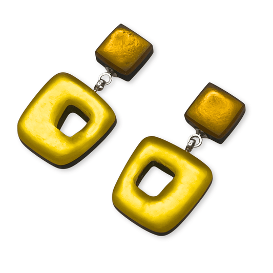Palomino Hollow Squares Matte Double Drop Stud Earrings | The Jewellery Stop