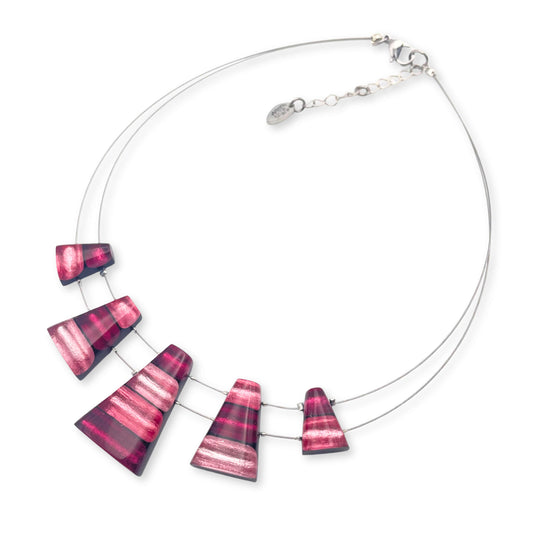 Peony Triangle Stripes Shiny Necklace