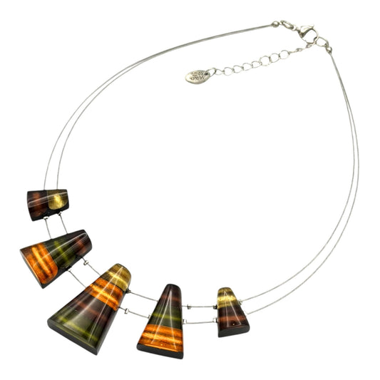 Pistachio Triangle Stripes Shiny Necklace | The Jewellery Stop