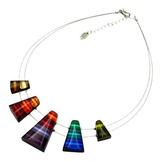 Rainbow Triangle Stripes Shiny Necklace