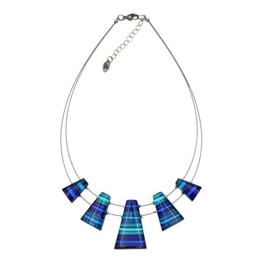 Turquoise Triangle Stripes Shiny Necklace