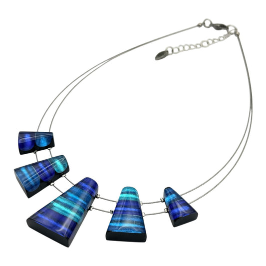 Turquoise Triangle Stripes Shiny Necklace