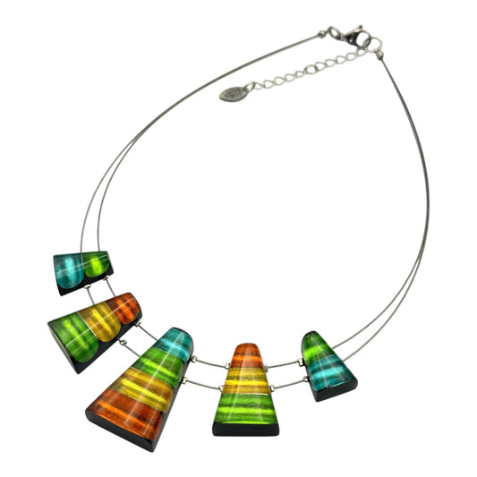 Zest Triangle Stripes Shiny Necklace