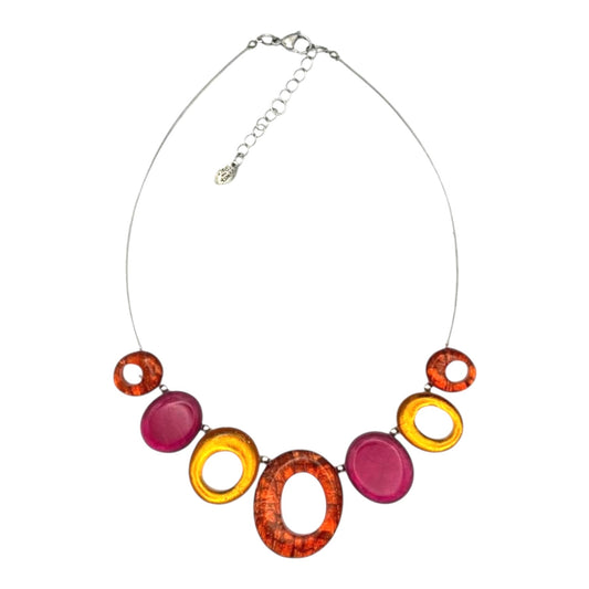 Tropical Aztec Hollow Circles Shiny Necklace