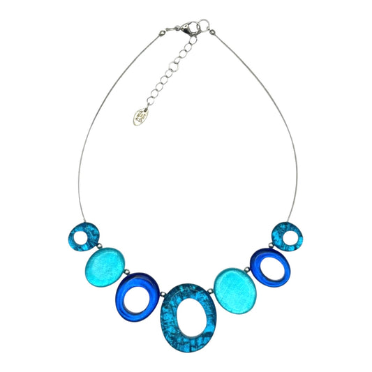 Turquoise Aztec Hollow Circles Shiny Necklace