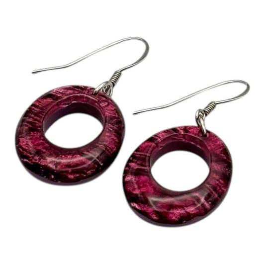 Peony Aztec Hollow Circles Shiny Fish Hook Earrings | The Jewellery Stop
