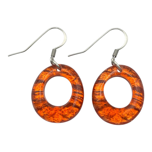 Tropical Aztec Hollow Circles Shiny Fish Hook Earrings