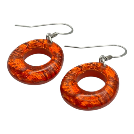 Tropical Aztec Hollow Circles Shiny Fish Hook Earrings